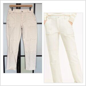 LOFT Girlfriend Utility Pants Bone Creme Women’s Size 28/6 Boho Minimal Neutrals